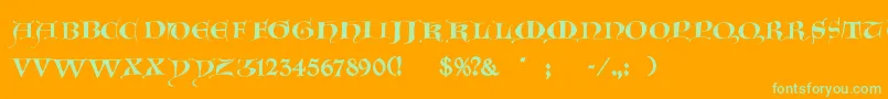 GotischeMajuskel Font – Green Fonts on Orange Background