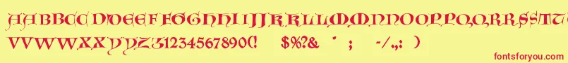 GotischeMajuskel Font – Red Fonts on Yellow Background