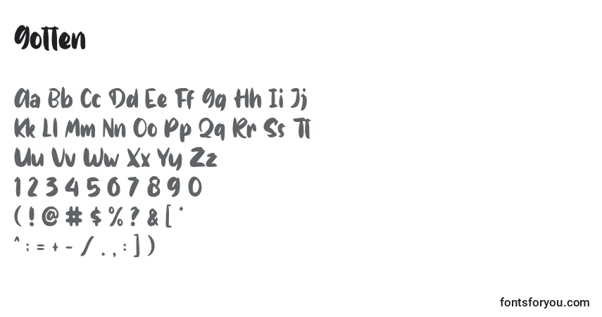 Gottenフォント–アルファベット、数字、特殊文字