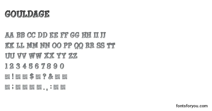 A fonte Gouldage – alfabeto, números, caracteres especiais