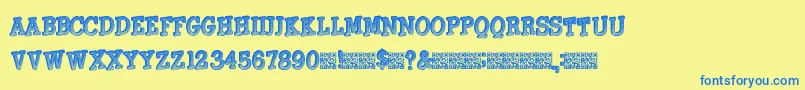 Gouldage-Schriftart – Blaue Schriften auf gelbem Hintergrund