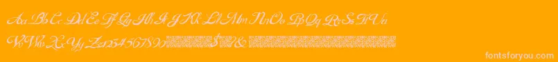 GouldenTreatise-Schriftart – Rosa Schriften auf orangefarbenem Hintergrund