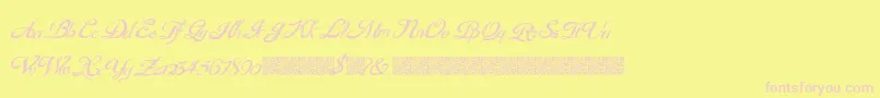 GouldenTreatise-Schriftart – Rosa Schriften auf gelbem Hintergrund