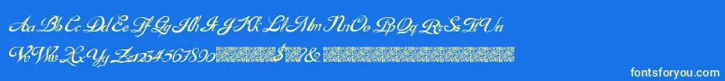 GouldenTreatise-Schriftart – Gelbe Schriften auf blauem Hintergrund