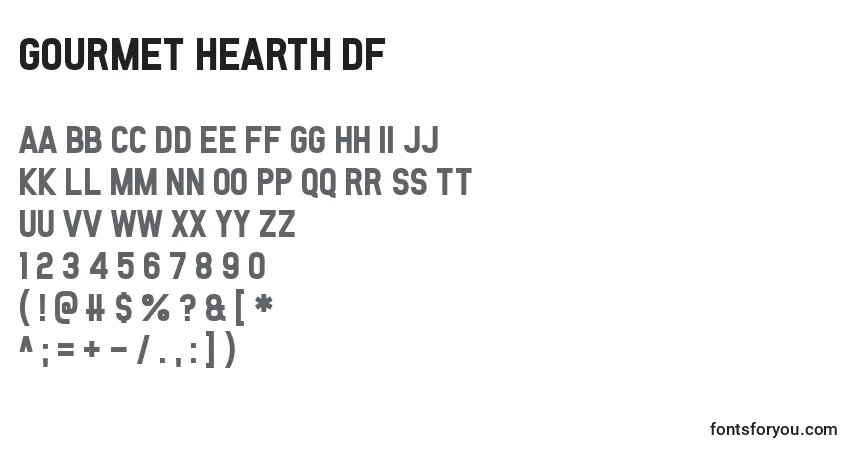 A fonte Gourmet Hearth df – alfabeto, números, caracteres especiais