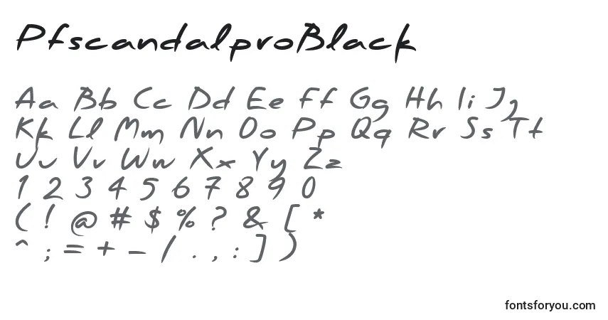 Schriftart PfscandalproBlack – Alphabet, Zahlen, spezielle Symbole