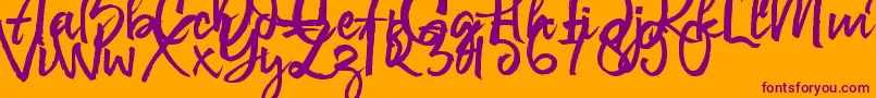 Govani Emir-fontti – violetit fontit oranssilla taustalla
