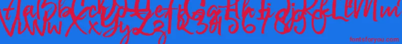 Govani Emir-Schriftart – Rote Schriften auf blauem Hintergrund