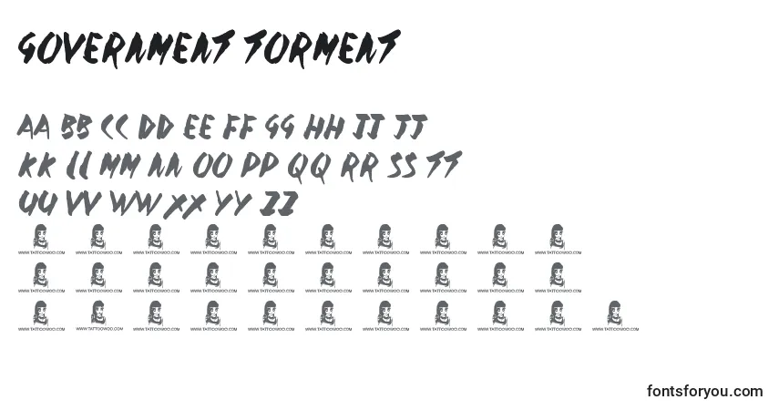 Schriftart Government Torment – Alphabet, Zahlen, spezielle Symbole