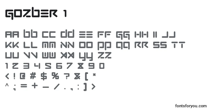 A fonte GOZBER 1 – alfabeto, números, caracteres especiais