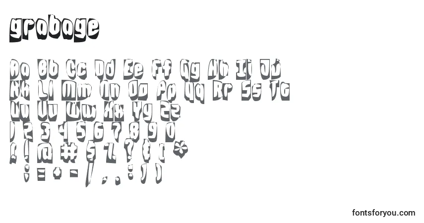 Czcionka Grabage – alfabet, cyfry, specjalne znaki
