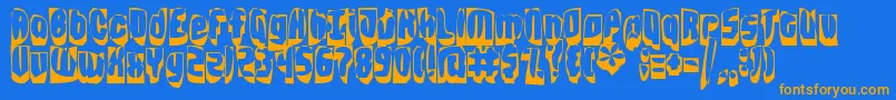 フォントgrabage – オレンジ色の文字が青い背景にあります。