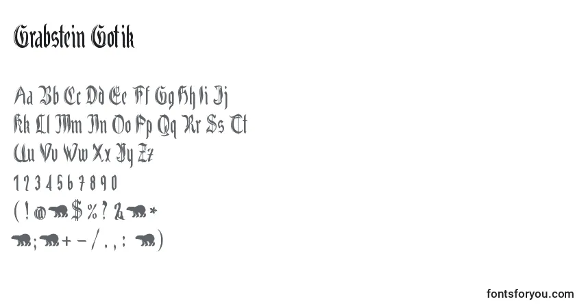 Schriftart Grabstein Gotik – Alphabet, Zahlen, spezielle Symbole