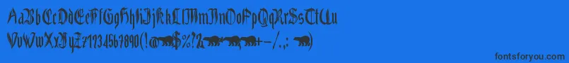 Grabstein Gotik Font – Black Fonts on Blue Background