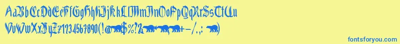 Grabstein Gotik Font – Blue Fonts on Yellow Background
