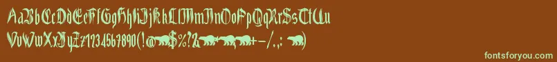 Grabstein Gotik Font – Green Fonts on Brown Background