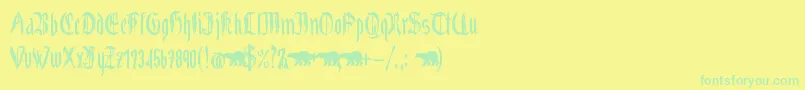 Grabstein Gotik Font – Green Fonts on Yellow Background