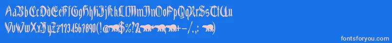 Grabstein Gotik Font – Pink Fonts on Blue Background