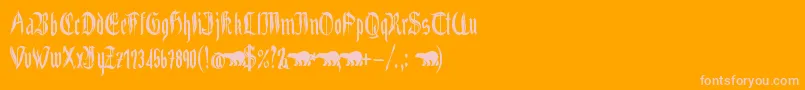 Grabstein Gotik Font – Pink Fonts on Orange Background