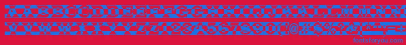 ALatinotitulpldc-Schriftart – Blaue Schriften auf rotem Hintergrund