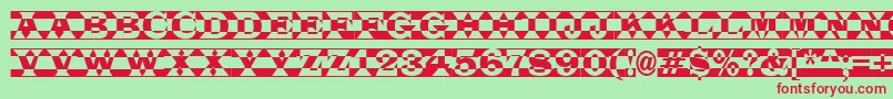 ALatinotitulpldc-Schriftart – Rote Schriften auf grünem Hintergrund