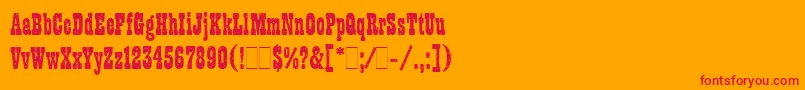 WantedLetPlain.1.0 Font – Red Fonts on Orange Background