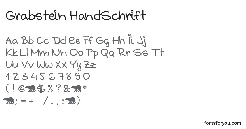 Schriftart Grabstein HandSchrift – Alphabet, Zahlen, spezielle Symbole