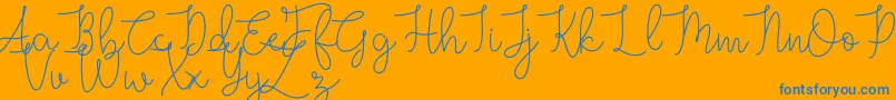 Grace-Schriftart – Blaue Schriften auf orangefarbenem Hintergrund