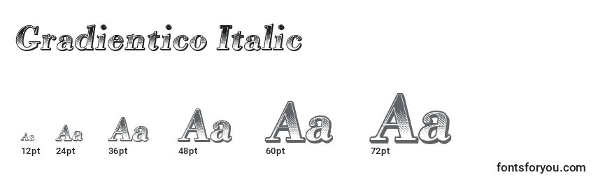 Tamanhos de fonte Gradientico Italic