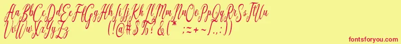 Graf Call free-Schriftart – Rote Schriften auf gelbem Hintergrund