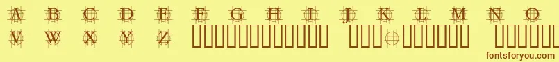 フォントGRAFBB   – 茶色の文字が黄色の背景にあります。