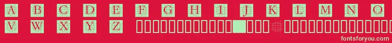 フォントGRAFCB   – 赤い背景に緑の文字