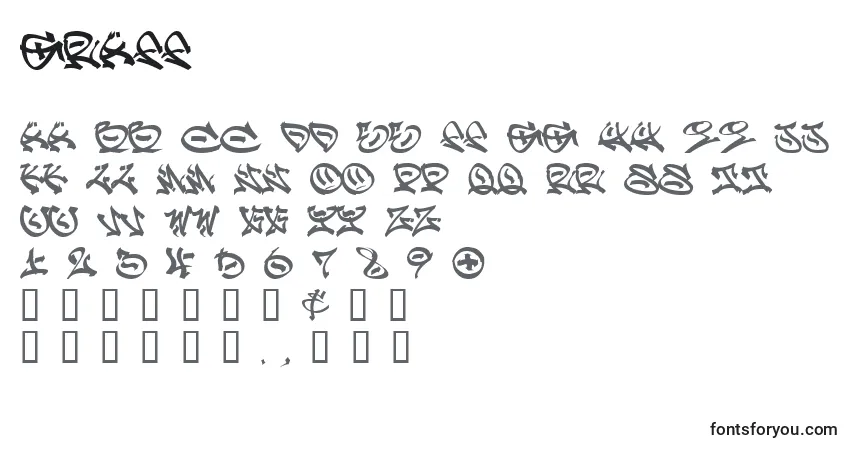 A fonte GRAFF    (128312) – alfabeto, números, caracteres especiais