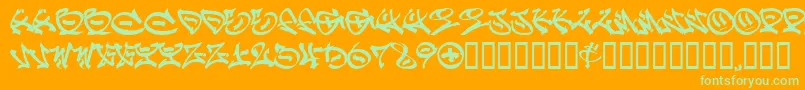 GRAFF   -Schriftart – Grüne Schriften auf orangefarbenem Hintergrund