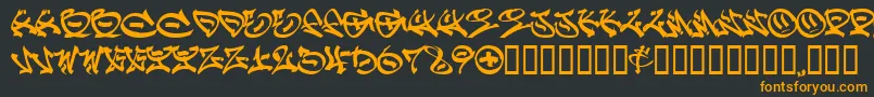GRAFF   -Schriftart – Orangefarbene Schriften auf schwarzem Hintergrund