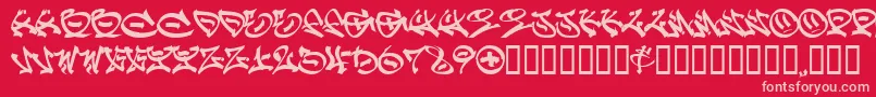 Police GRAFF    – polices roses sur fond rouge