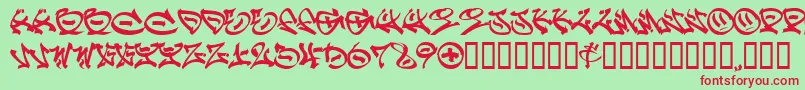 GRAFF   -Schriftart – Rote Schriften auf grünem Hintergrund