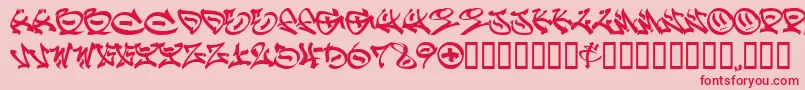 Czcionka GRAFF    – czerwone czcionki na różowym tle