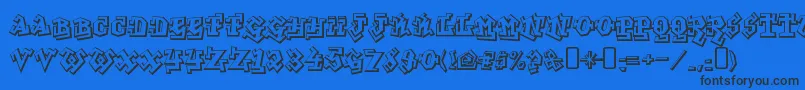 graffiti treat Font – Black Fonts on Blue Background