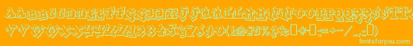 graffiti treat Font – Green Fonts on Orange Background