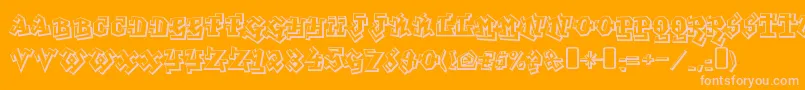 Weitere Informationen zur graffiti treat-Schriftart graffiti treat-Schriftart – Rosa Schriften auf orangefarbenem Hintergrund