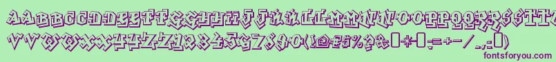 graffiti treat Font – Purple Fonts on Green Background