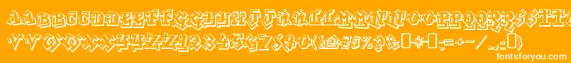 graffiti treat-Schriftart – Weiße Schriften auf orangefarbenem Hintergrund