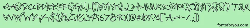 graffitistreet-fontti – mustat fontit vihreällä taustalla