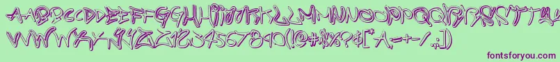 graffitistreet3d Font – Purple Fonts on Green Background