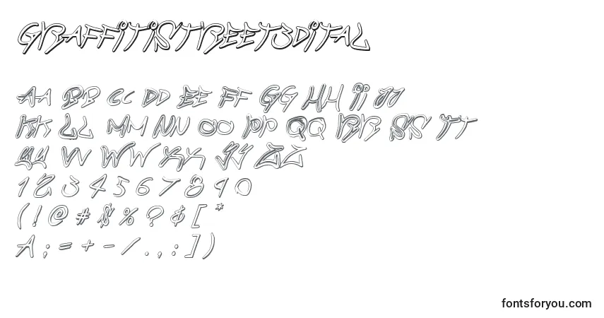 Fuente Graffitistreet3dital - alfabeto, números, caracteres especiales