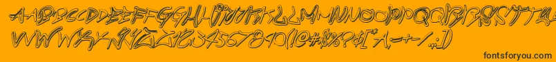 graffitistreet3dital-fontti – mustat fontit oranssilla taustalla