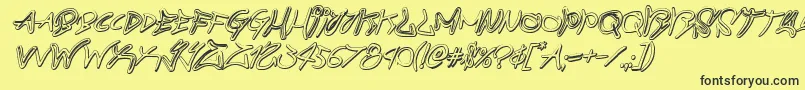 graffitistreet3dital-fontti – mustat fontit keltaisella taustalla