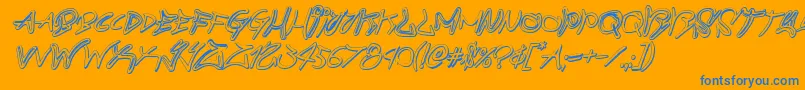 graffitistreet3dital-Schriftart – Blaue Schriften auf orangefarbenem Hintergrund