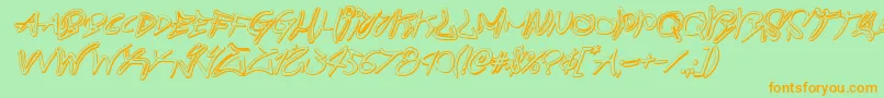 Шрифт graffitistreet3dital – оранжевые шрифты на зелёном фоне